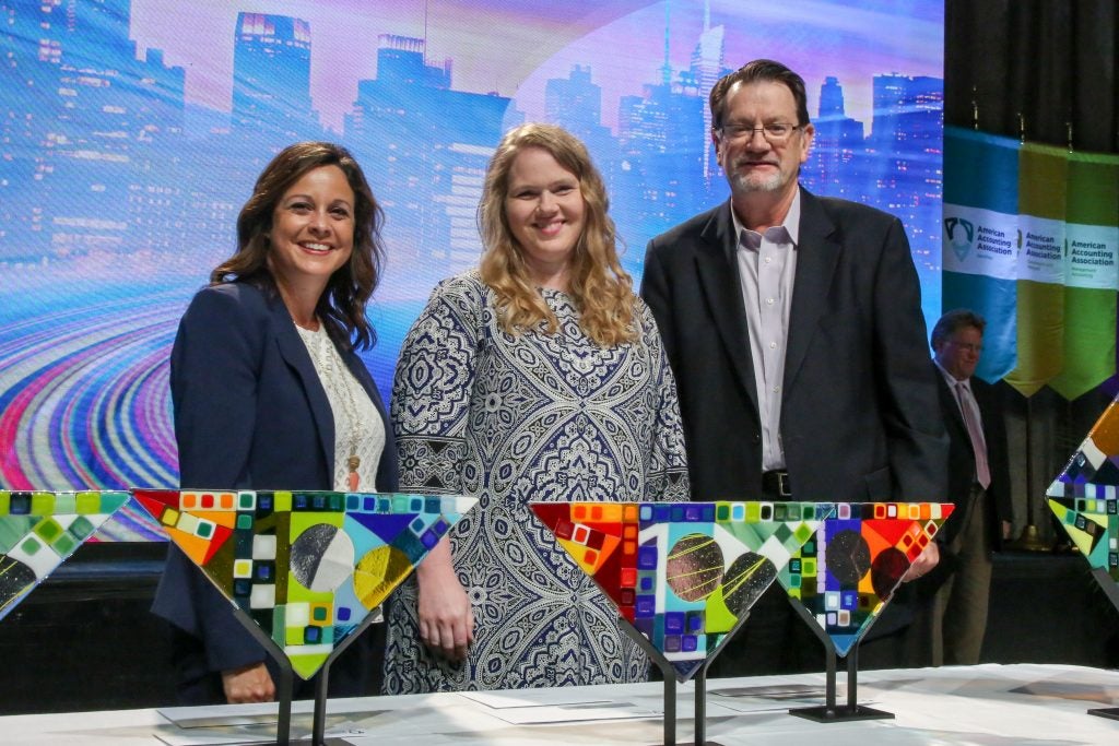 (l-r) Coauthor Dr. Norma Montague, Dr. Rebecca Fay and Terry Shevlin, VP of Research & Publications for the American Accounting Association