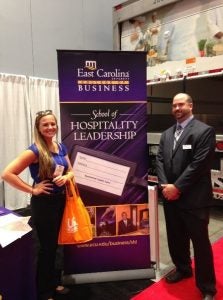 Pictured (l-r) Alumni Ashely Newman, Hilton Garden Inn (Daly7) and Brad Clinton, Centerplate - Raleigh Convention Center