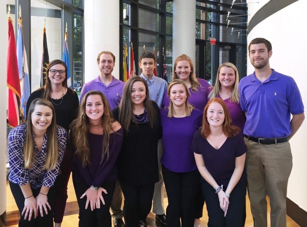 Back row (l-r): Mackenzie Marion, Dan VanDeMoere, Anthony Johnson, Alysha Gaffney (with CMAA), Cassidy Branch, Reed Austin Front row: Carleigh Carter, Hannah Neale, Alex Hughes, Kay Barthel, Carley Festa