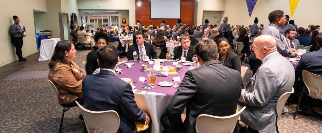 ECU College of Business Students participate in a leadership, etiquette networking dinner on ECU's Campus in North Carolina