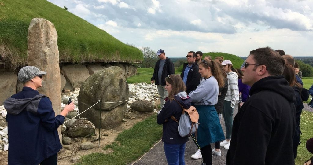 Photo of ECU students visiting Brú na Bóinne in Ireland