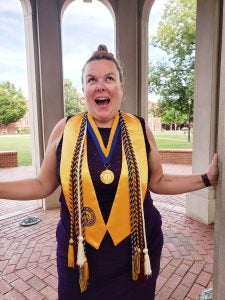 Sustainable tourism and hospitality grad student Cara Gordon in ECU's Cupola