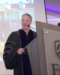 Photo of Duplin Winerys David Fussell speaking ECU COB graduates