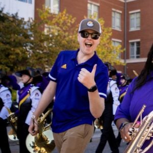 Brian Hatter marching in the ECU band.